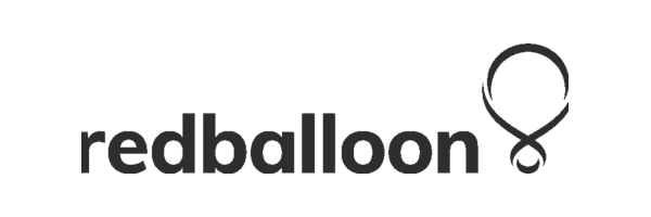 The Redballoon logo, featuring the brand name 'redballoon' in lowercase black sans-serif font alongside a stylized black balloon icon, set against a plain white background.